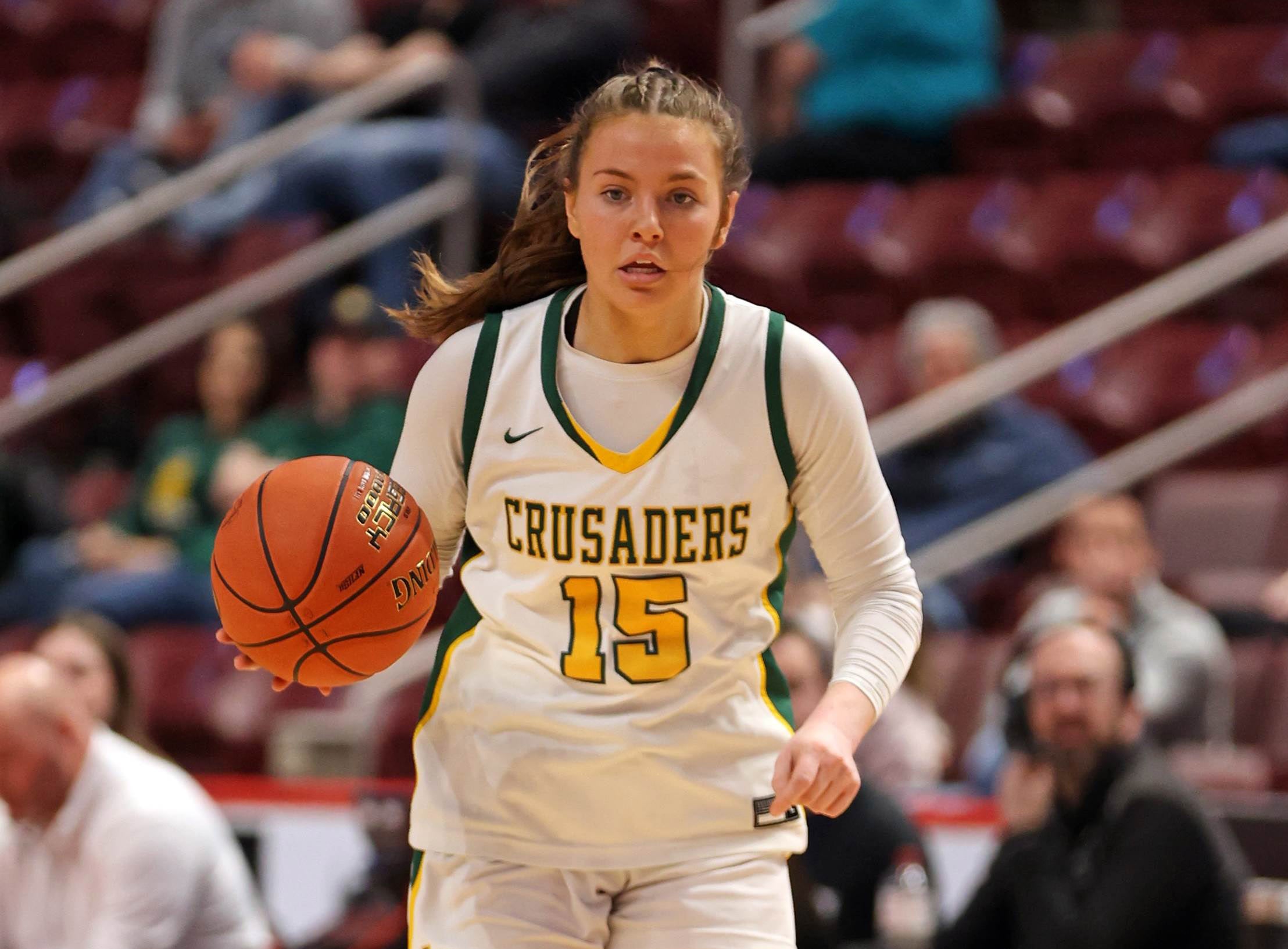 Gabby Casey of Lansdale Catholic is the MaxPreps Pennsylvania Player of the Year. The Saint Joseph's commit helped the Crusaders to a 29-2 record and a PIAA Class 4A title. (Photo: Paul Burdick)