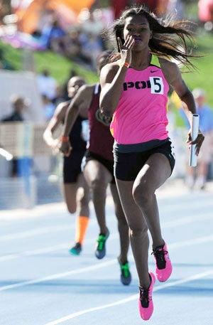 Washington takes home the gold in the 400 relayat the CIF State Championships this month.