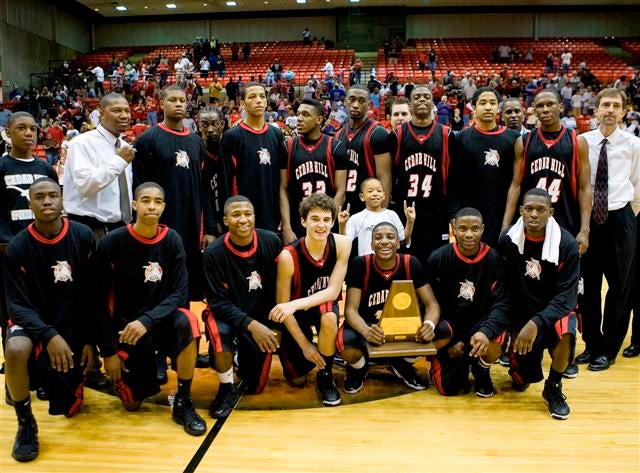 Cedar Hill celebrates its regional final victory over Duncanville.