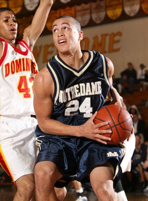 Giancarlo Stanton was Notre Dame's leading
scorer and rebounder as a senior. 