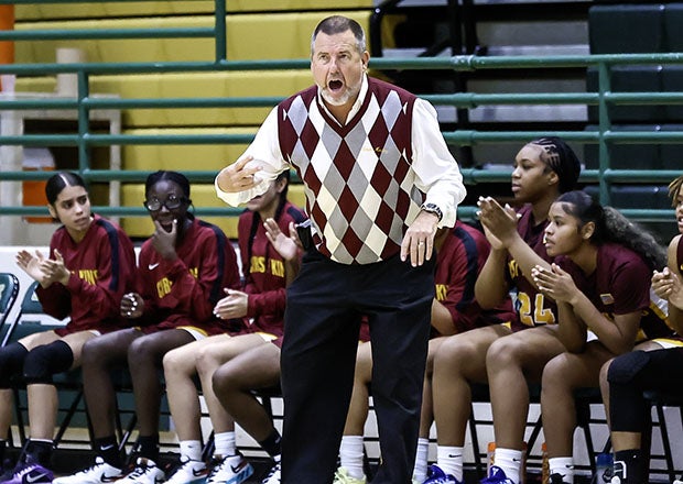Pictured here during a game in December, Bob Mackey has led the program at Christ the King since 1991. (PHOTO: Steve Paynter)