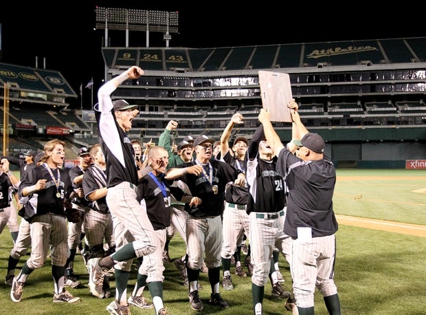 De La Salle celebrates the 2012 CIF North Coast Section title at O.co Coliseum.