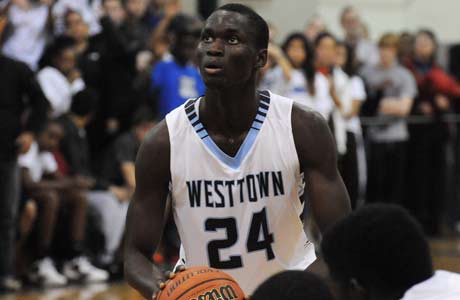 Pierre Sarr, a 6-6 forward from Westtown school, is adjusting to his new surroundings both on and off the court.