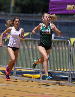 Rylee Bowen holds off Brighie Leach at NCS
Meet of Champions on May 30.