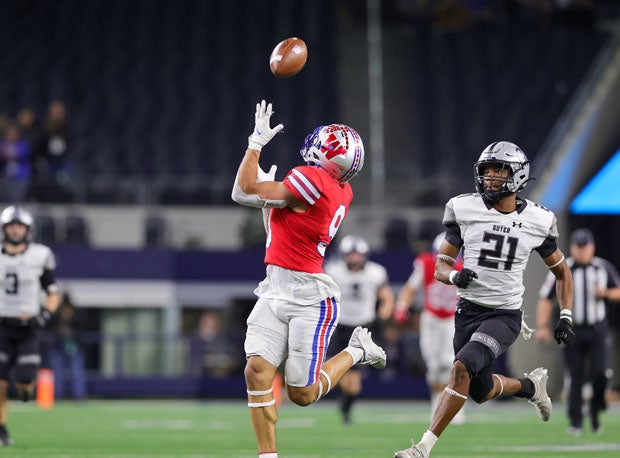Game-breaker Jaden Greathouse en route to one of his three touchdowns.