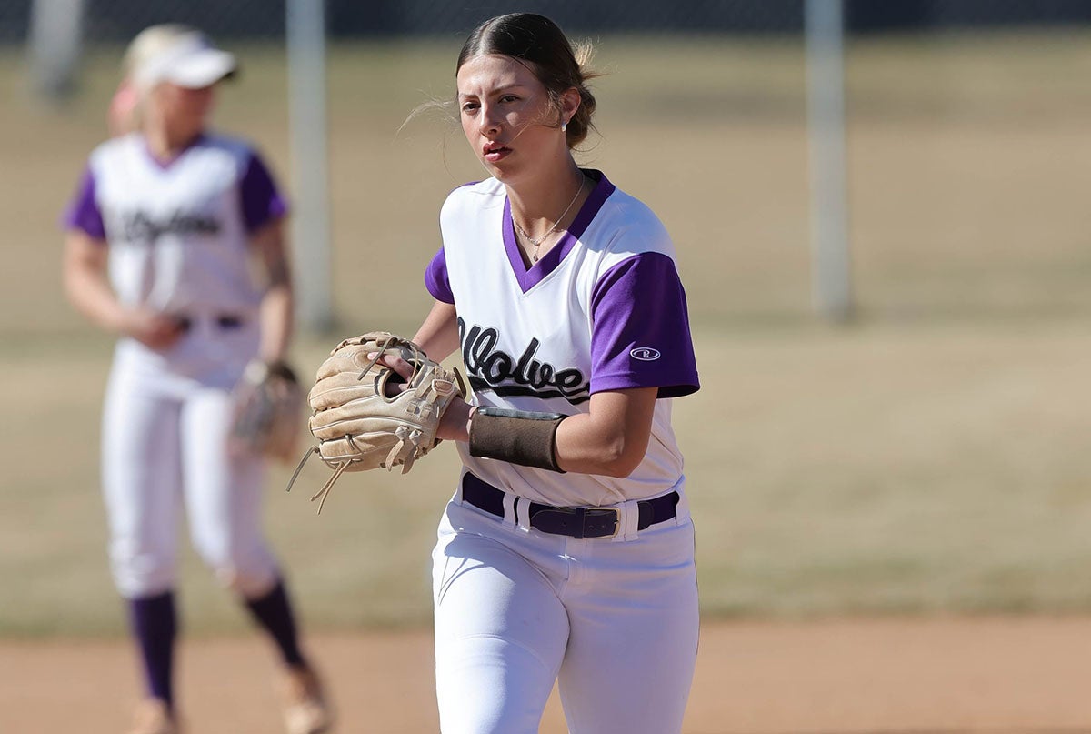 Riverton pitcher Peyton Sanchez has a 5-0 record with 30 strikeouts for the undefeated Silverwolves. In a nine-inning win over Copper Hills last week, the senior threw a complete game and allowed just one run while also hitting a double with the bat in her hands. (PHOTO: Terry Cullop) 