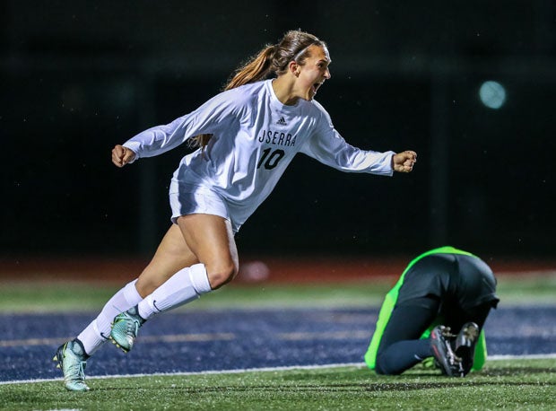 Moments after scoring the go-ahead and eventual winning goal against Santa Margarita, Izzy D'Aquila is looking for someone to celebrate with.