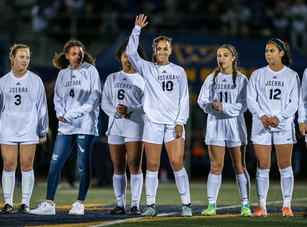 Izzy D'Aquila is introduced before JSerra Catholic's championship game with Santa Margarita.