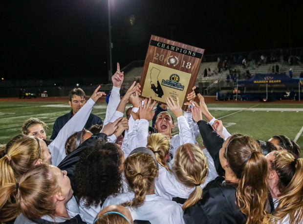 Izzy D'Aquila and JSerra celebrate second straight title.