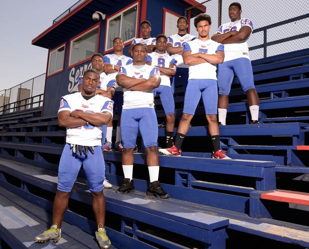 Serra will be led this season by players (foreground) Mailk Roberson; (first row left to right) Alphonso Lester, Blake Walls; (second row) Stanley Norman, Deontay Burnett, Brandon Burton; (third row) John Houston, Corey Adolphus and Rasheem Green.
