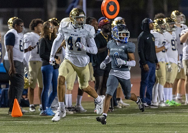 There was plenty of hype surrounding Tyran Stokes' football debut at Notre Dame. He largely surpassed expectations with a 45-yard touchdown and another reception to finish with 57 yards. (PHOTO: Greg Fiore)