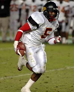 Jeron Johnson was known more for
his defensive prowess at Dominguez,
but he was a tough inside running
presence as well.