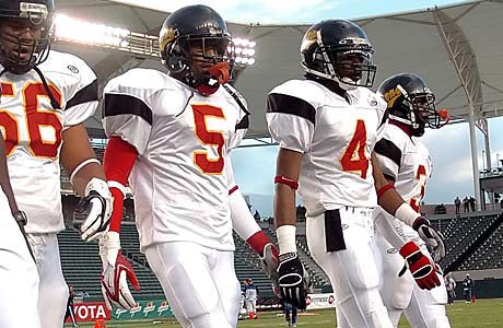 Jeron Johnson (5) and Richard Sherman (4) were two of Southern California's top stars for Dominguez (Compton) High School in 2005. On Sunday, they'll suit up for the Seattle Seahawks in a NFC Conference semifinal game at Atlanta. 