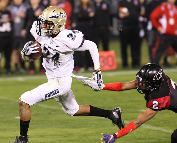Devin Fleming breaks free for one of his two receiving touchdowns for St. John Bosco.