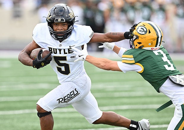 Montavin Quisenberry did it all for new No. 14 Boyle County in a monster win over Ohio perennial powerhouse St. Edward. (Photo: Jeff Harwell)