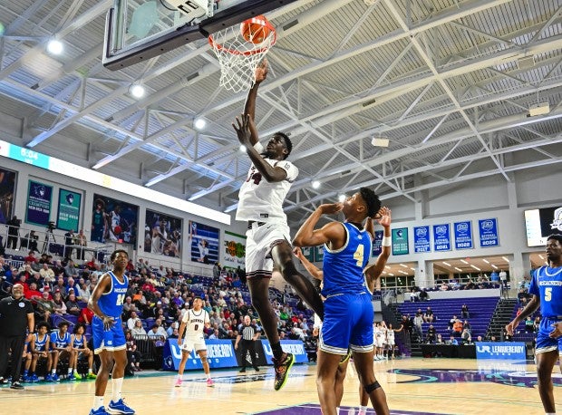 7-foot center Keiner Asprilla chipped in 12 points and 14 rebounds in the victory for Don Bosco Prep. (Photo: Eugene Alonzo)