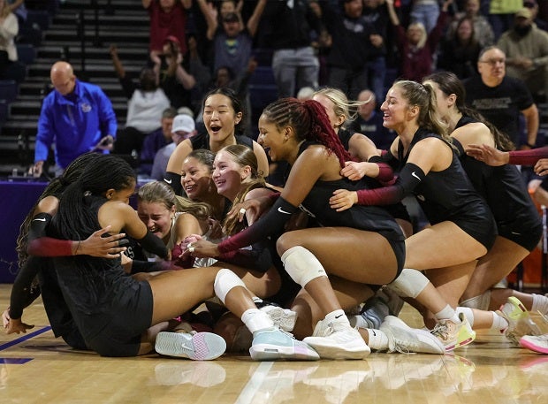 Alpharetta celebrates a win over North Cobb in Georgia's Class AAAAAA state championship game over the weekend. The Raiders also won a state title in 2023, combining to go 74-3 over the past two seasons. (Photo: Hassan Niblet II)