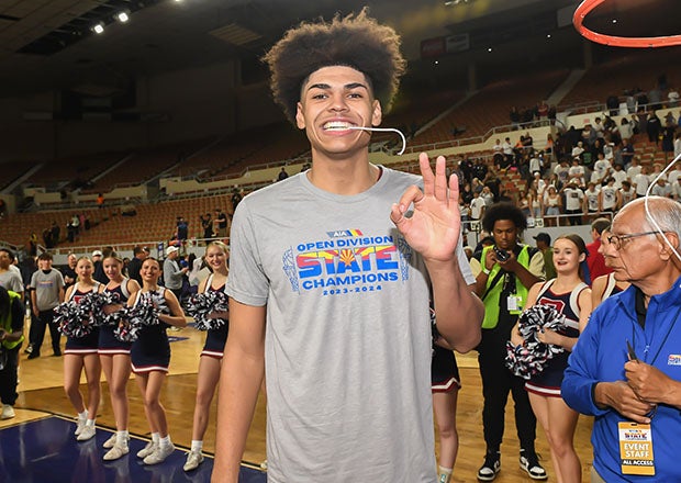 Koa Peat celebrates after leading Perry to its third consecutive state title. (Photo: Mark Jones)