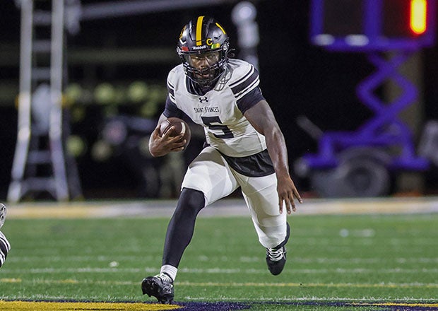 Virginia commit Jae'Oyn Williams accounted for three touchdowns in the victory for St. Frances Academy. (PHOTO: Jeff Klein)