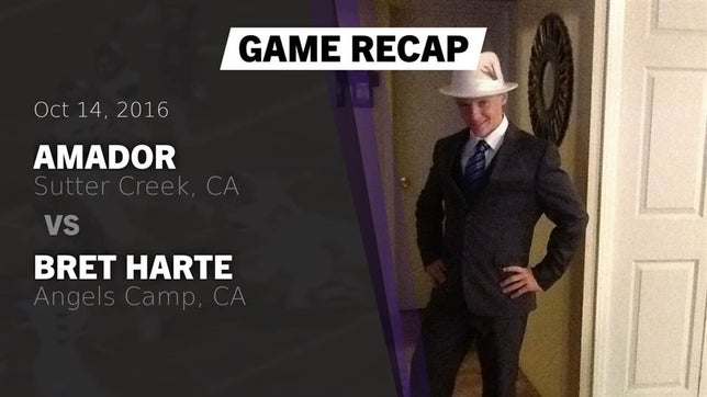 Watch this highlight video of the Amador (Sutter Creek, CA) football team in its game Recap: Amador  vs. Bret Harte  2016 on Oct 14, 2016