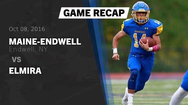 Watch this highlight video of the Maine-Endwell (Endwell, NY) football team in its game Recap: Maine-Endwell  vs. Elmira 2016 on Oct 8, 2016