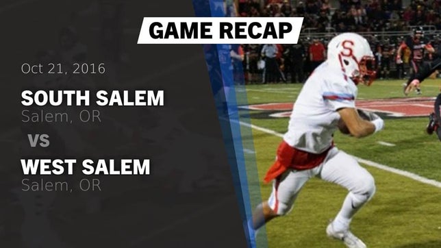 Watch this highlight video of the South Salem (Salem, OR) football team in its game Recap: South Salem  vs. West Salem  2016 on Sep 2, 2016