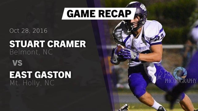 Watch this highlight video of the Cramer (Belmont, NC) football team in its game Recap: Stuart Cramer vs. East Gaston  2016 on Oct 28, 2016