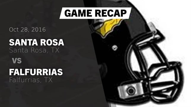 Watch this highlight video of the Santa Rosa (TX) football team in its game Recap: Santa Rosa  vs. Falfurrias  2016 on Oct 28, 2016