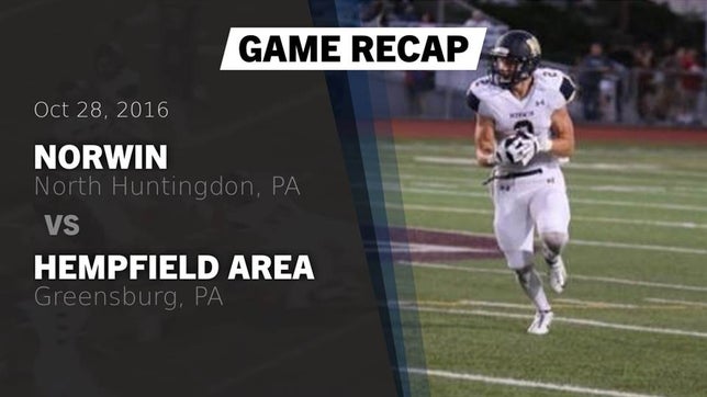 Watch this highlight video of the Norwin (North Huntingdon, PA) football team in its game Recap: Norwin  vs. Hempfield Area  2016 on Oct 28, 2016