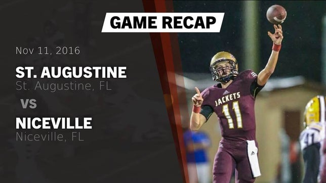Watch this highlight video of the St. Augustine (FL) football team in its game Recap: St. Augustine  vs. Niceville  2016 on Nov 11, 2016