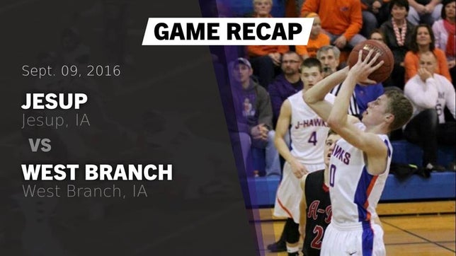 Watch this highlight video of the Jesup (IA) football team in its game Recap: Jesup  vs. West Branch  2016 on Sep 9, 2016