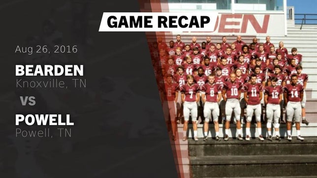 Watch this highlight video of the Bearden (Knoxville, TN) football team in its game Recap: Bearden  vs. Powell  2016 on Aug 26, 2016