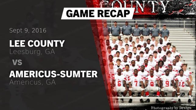 Watch this highlight video of the Lee County (Leesburg, GA) football team in its game Recap: Lee County  vs. Americus-Sumter  2016 on Sep 9, 2016