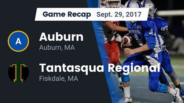 Watch this highlight video of the Auburn (MA) football team in its game Recap: Auburn  vs. Tantasqua Regional  2017 on Sep 29, 2017