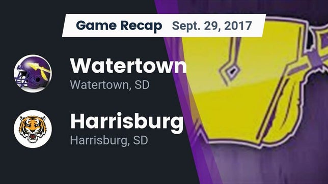 Watch this highlight video of the Watertown (SD) football team in its game Recap: Watertown  vs. Harrisburg  2017 on Sep 29, 2017