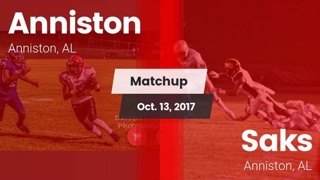 Watch this highlight video of the Anniston (AL) football team in its game Matchup: Anniston vs. Saks  2017 on Oct 13, 2017