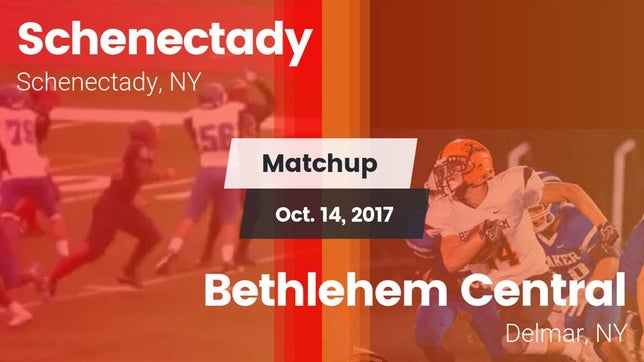Watch this highlight video of the Schenectady (NY) football team in its game Matchup: Schenectady vs. Bethlehem Central  2017 on Oct 14, 2017