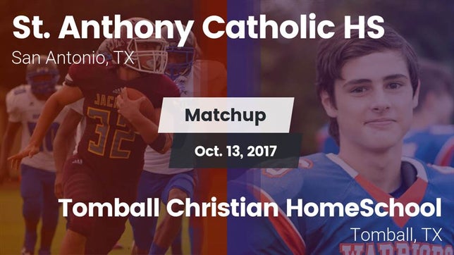 Watch this highlight video of the St. Anthony (San Antonio, TX) football team in its game Matchup: St. Anthony vs. Tomball Christian HomeSchool  2017 on Oct 13, 2017