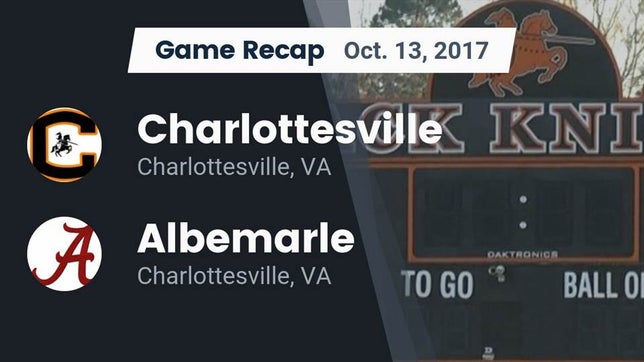 Watch this highlight video of the Charlottesville (VA) football team in its game Recap: Charlottesville  vs. Albemarle  2017 on Oct 13, 2017