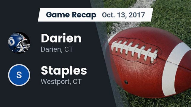 Watch this highlight video of the Darien (CT) football team in its game Recap: Darien  vs. Staples  2017 on Oct 13, 2017