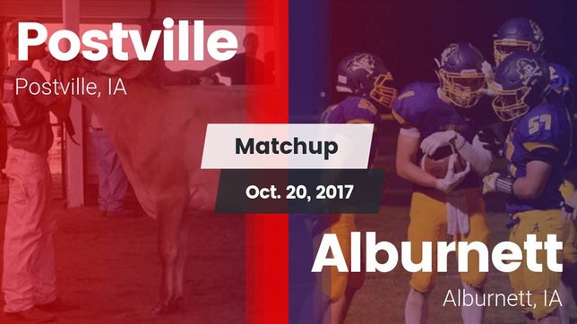 Watch this highlight video of the Postville (IA) football team in its game Matchup: Postville High vs. Alburnett  2017 on Oct 20, 2017