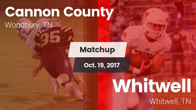 Watch this highlight video of the Cannon County (Woodbury, TN) football team in its game Matchup: Cannon County vs. Whitwell  2017 on Oct 19, 2017