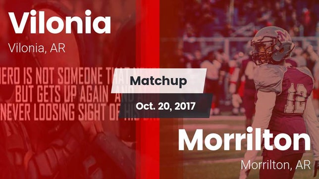 Watch this highlight video of the Vilonia (AR) football team in its game Matchup: Vilonia  vs. Morrilton  2017 on Oct 20, 2017