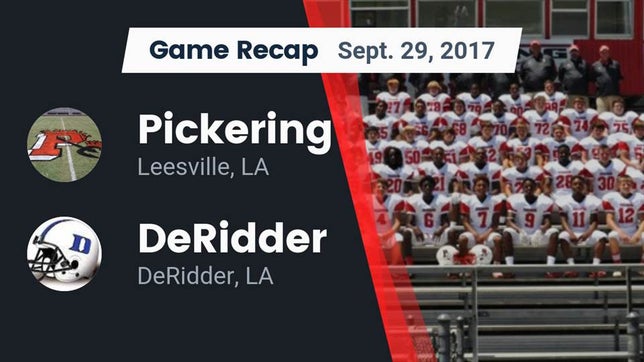 Watch this highlight video of the Pickering (Leesville, LA) football team in its game Recap: Pickering  vs. DeRidder  2017 on Sep 29, 2017