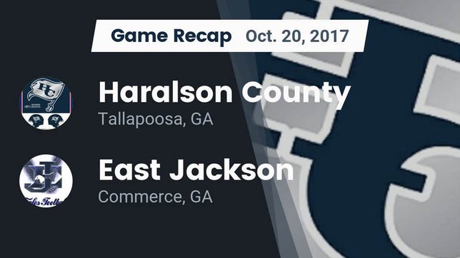 Watch this highlight video of the Haralson County (Tallapoosa, GA) football team in its game Recap: Haralson County  vs. East Jackson  2017 on Oct 20, 2017
