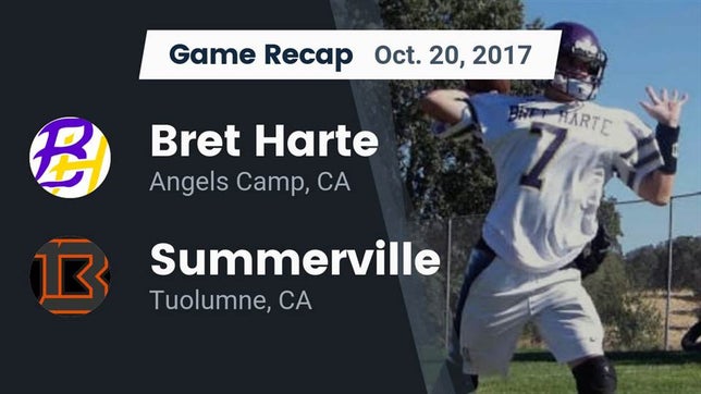 Watch this highlight video of the Bret Harte (Angels Camp, CA) football team in its game Recap: Bret Harte  vs. Summerville  2017 on Oct 20, 2017