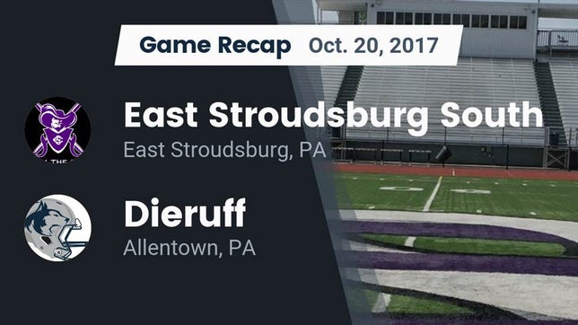 Watch this highlight video of the East Stroudsburg South (East Stroudsburg, PA) football team in its game Recap: East Stroudsburg South  vs. Dieruff  2017 on Oct 20, 2017