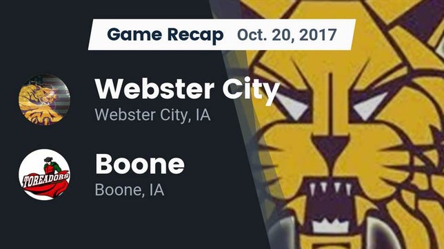 Watch this highlight video of the Webster City (IA) football team in its game Recap: Webster City  vs. Boone  2017 on Oct 20, 2017
