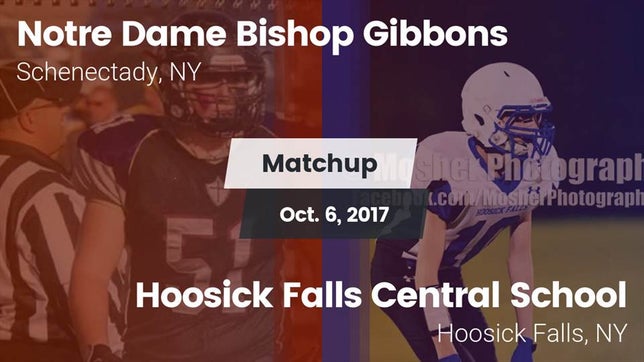 Watch this highlight video of the Holy Trinity Pride (Troy, NY) football team in its game Matchup: Notre Dame Bishop Gi vs. Hoosick Falls Central School 2017 on Oct 6, 2017