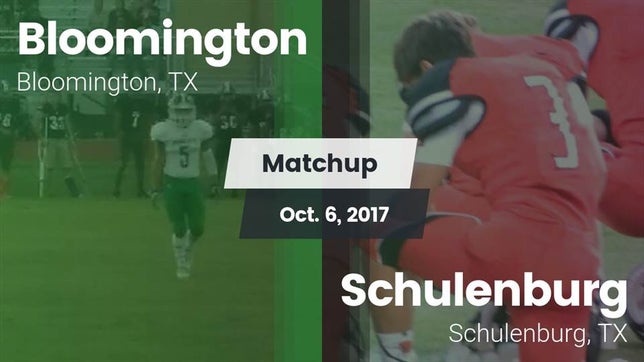 Watch this highlight video of the Bloomington (TX) football team in its game Matchup: Bloomington vs. Schulenburg  2017 on Oct 6, 2017